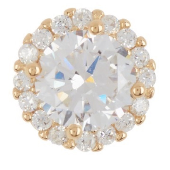 ADORNIA 14K Gold Swarovski Halo Stud Earrings - Picture 3 of 7